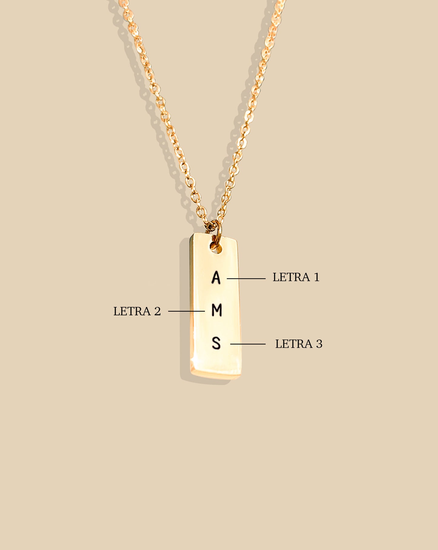 COLLAR DIJE RECTANGULAR 3 Letras